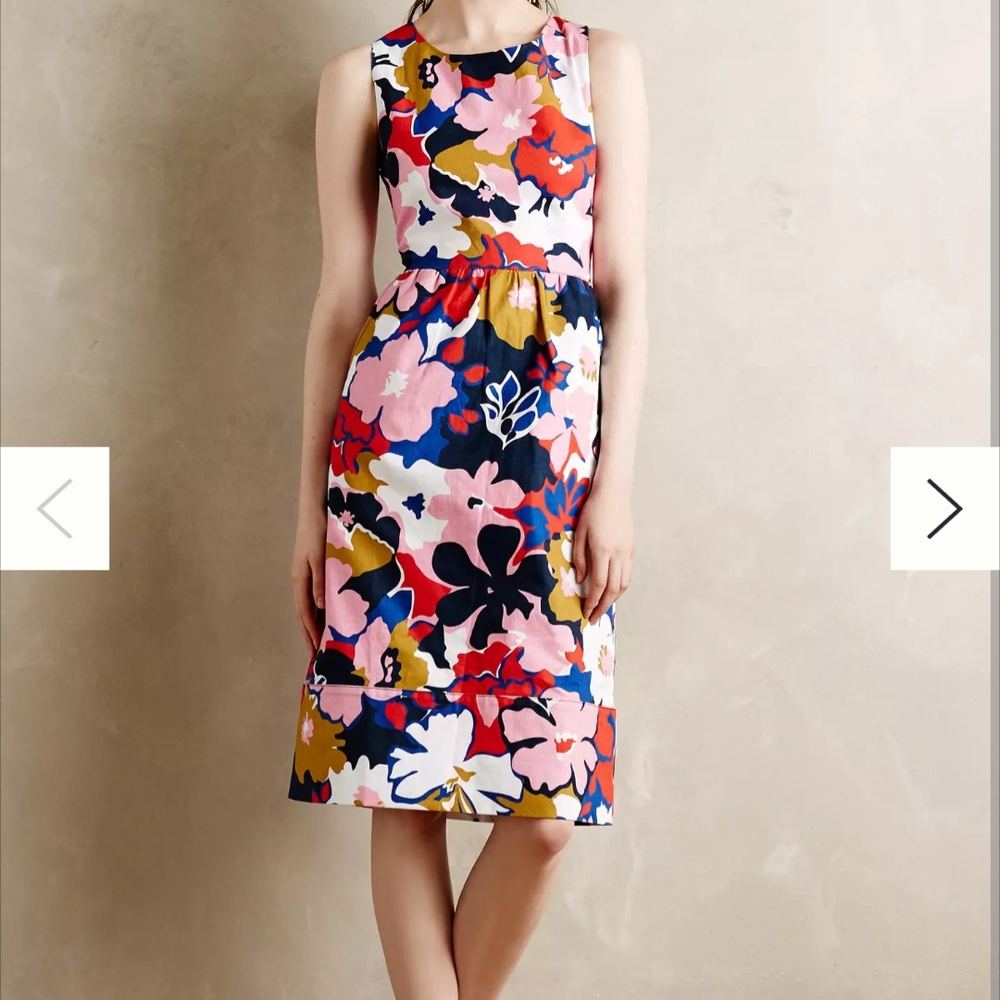 Anthropologie WHIT TWO Colorful Open Back Floral Dress